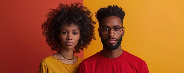 Fototapeta premium Confident couple standing together in studio