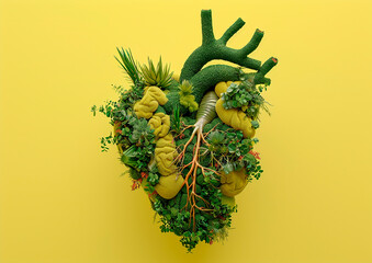 green heart made of plants