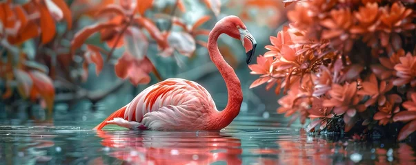 Fotobehang Pink flamingo © Svitlana