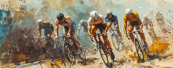 Racing cyclists crop of bicycle - obrazy, fototapety, plakaty