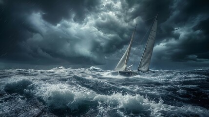 Sailboat in Stormy Waters