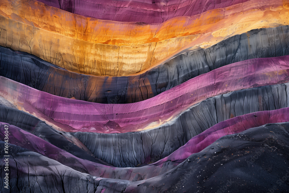 Poster surreal colorful landscape inspired by grand canyon. rock formations. abstract colorful background i