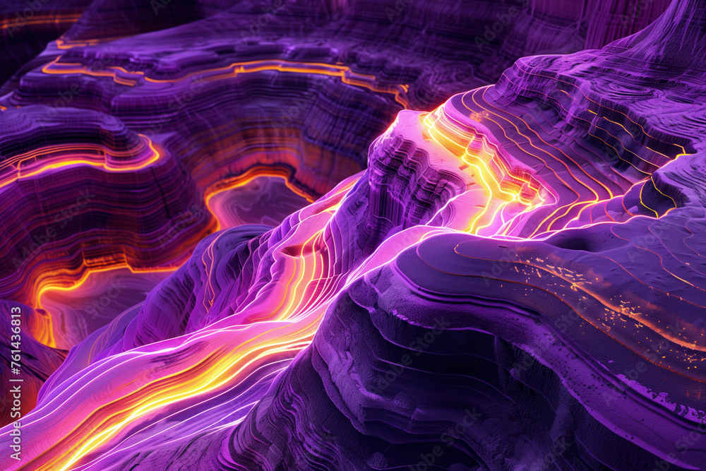Poster surreal colorful landscape inspired by grand canyon. rock formations. abstract colorful background i