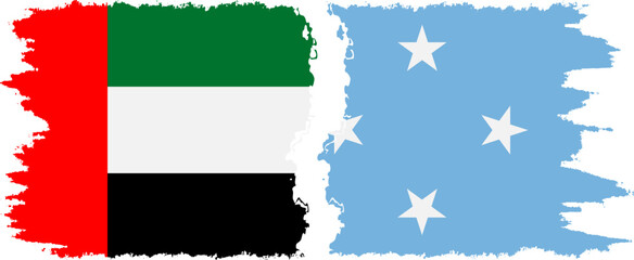 Federated States of Micronesia and United Arab Emirates grunge flags connection v