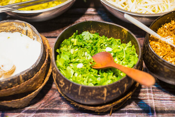 Colorful Local food menu of Thailand