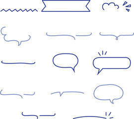 Cute crayon line speech bubbles A set of comic bubbles and elements 