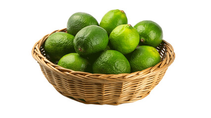 fresh limes in basket isolated on Transparent background.