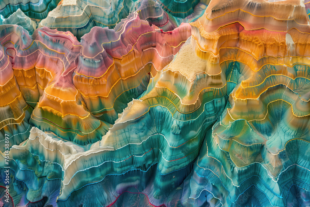 Poster surreal colorful landscape inspired by grand canyon. rock formations. abstract colorful background i