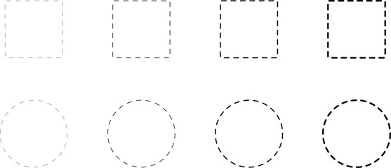 dotted line circle and square vector frame.