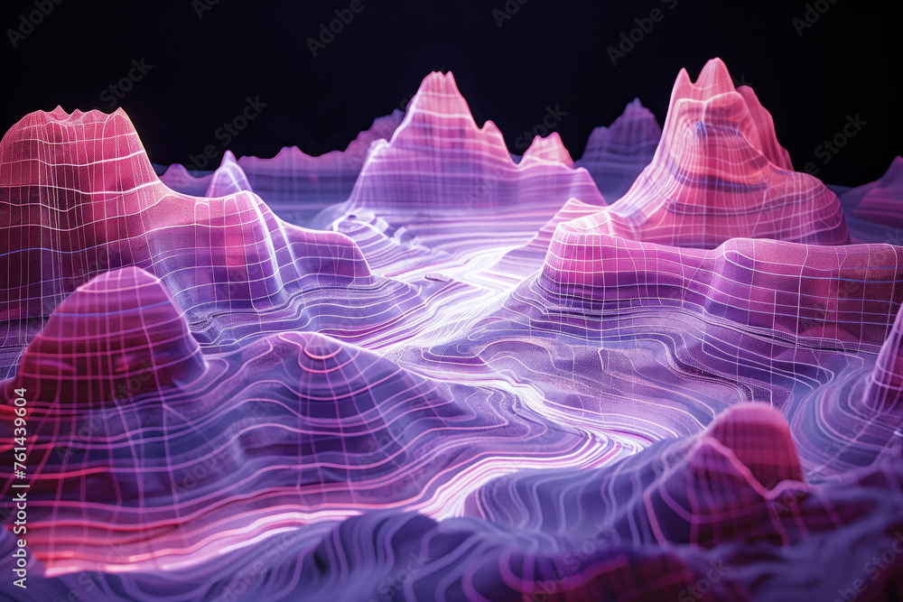 Poster surreal colorful landscape inspired by grand canyon. rock formations. abstract colorful background i