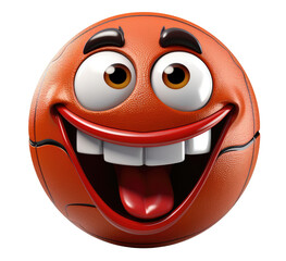 Fototapeta premium A basketball with a big smile on it. The basketball is red and orange. It looks like it's laughing