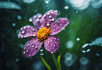 Gocce di pioggia sulla bellezza floreale- Dettagli macro di fiori e pioggia