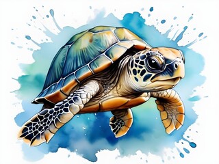 cute baby turtle watercolor