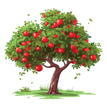 Apple tree with ripe red fruits on the branches 