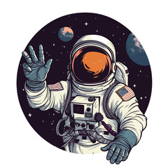 Astronaut take a selfie with star illustration for
