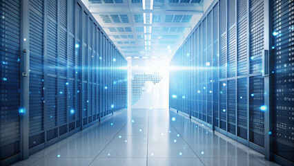 Abstract lines creating a futuristic feel for a data canter interior