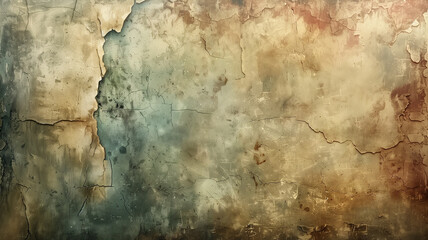 A wall with a lot of cracks and peeling paint - obrazy, fototapety, plakaty