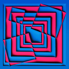 3D Abstract painting in stylish pink and blue colors. A wonderful design illustration for the interior and the Internet.