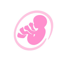 Birth, pregnancy, baby in belly, embryo and human fetus. Fetal, fetus, germ, foetus, motherhood, obstetrics and medicine, illustration