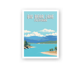 Big Bear Lake, California Illustration Art. Travel Poster Wall Art. Minimalist Vector art