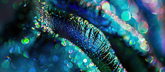 Obraz premium Abstract blurred blue-green background with sparkles 