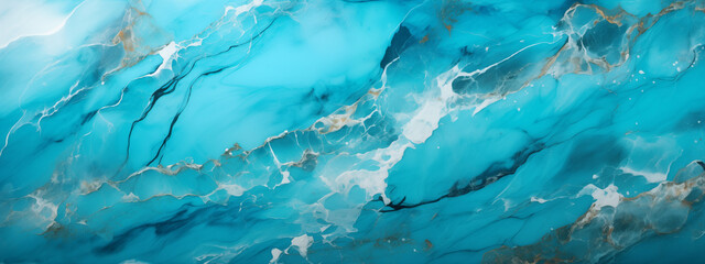 Aqua and Gold Marble Abstract