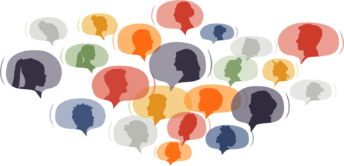 Different people in chat bubbles. Communication concept.