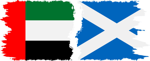 Scotland and United Arab Emirates grunge flags connection vector