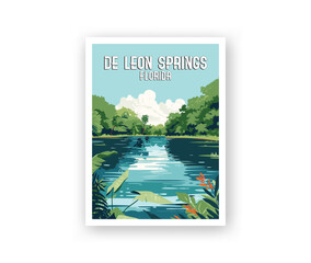 De Leon Springs, Florida Illustration Art. Travel Poster Wall Art. Minimalist Vector art