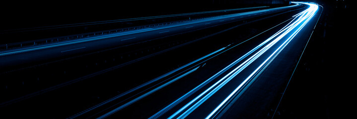 blue car lights at night. long exposure