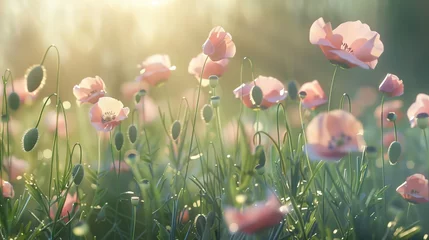 Outdoor kussens Soft sunlight dappling through a poppy field © May's Creations