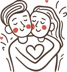 Obraz na płótnie Canvas Magical Valentine Couple Vector Sketch