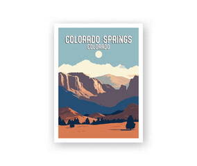 Colorado springs, Colorado Illustration Art. Travel Poster Wall Art. Minimalist Vector art