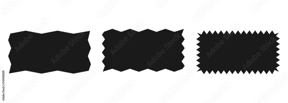 Aufkleber rectangle with uneven edge. a set of uneven zigzag rectangular shapes. black color. isolated element