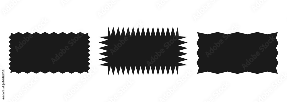 Aufkleber zigzag rectangular shape.a set of uneven zigzag rectangular shapes. black color. isolated elements f