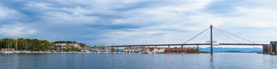 Panorama of Stavanger City Bridge and Marine, FjordSailing, Stavanger, Boknafjorden, Norway, Europe - 761449031