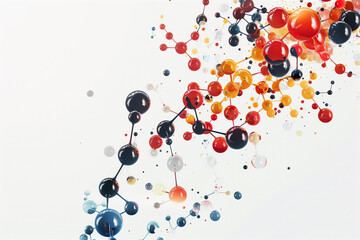 illustration of molecules on white background, chemistry concept - obrazy, fototapety, plakaty
