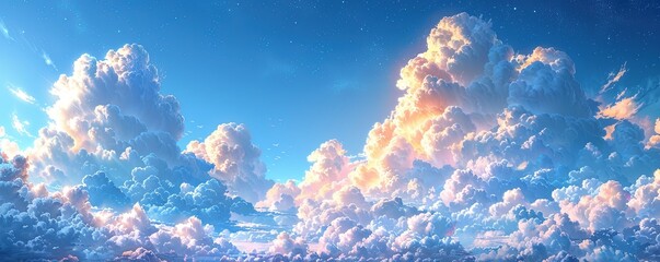 Cumulus clouds in the blue sky. - obrazy, fototapety, plakaty