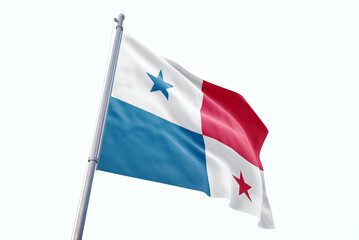 Waving flag of Panama in white background. Panama flag for independence day. The symbol of the state on wavy fabric.