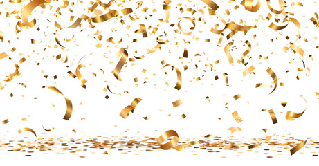 confetti golden on transparent background