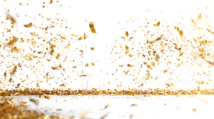 confetti golden on transparent background