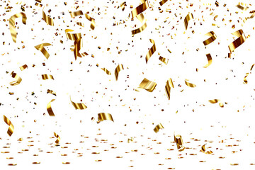 confetti golden on transparent background
