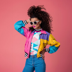 Fashion girl, back in 90s,  stylish portrait