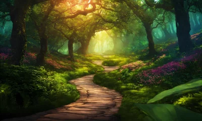 Zelfklevend Fotobehang path in the forest © Usama