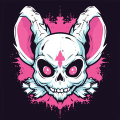 Bunny skull mascot illustration for t-shirt street