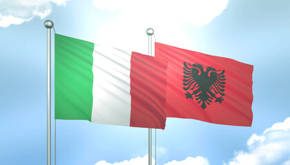 Italy and Albenia Flag Together A Concept of Relations