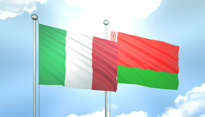 Italy and Belarus Flag Together A Concept of Relations