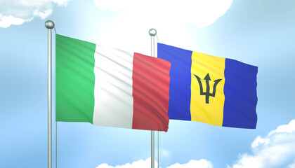 Italy and Barbados Flag Together A Concept of Relations