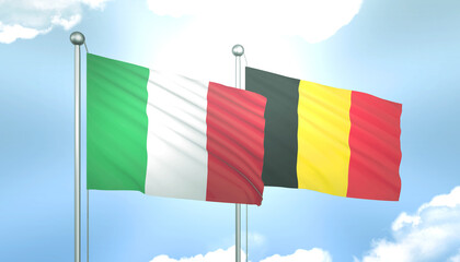 Italy and Belgium Flag Together A Concept of Relations