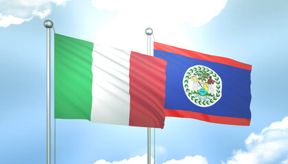 Italy and Belize Flag Together A Concept of Relations